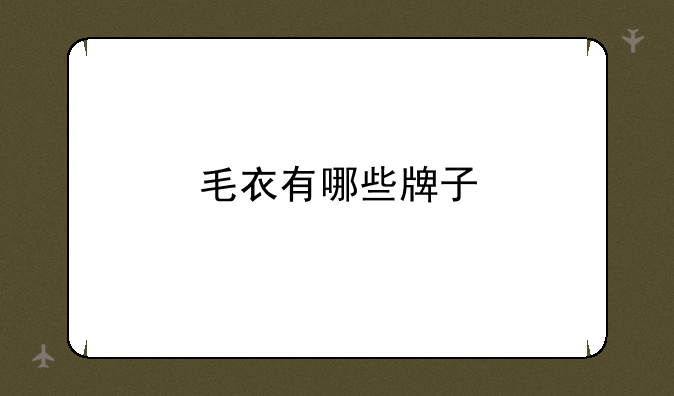 毛衣有哪些牌子