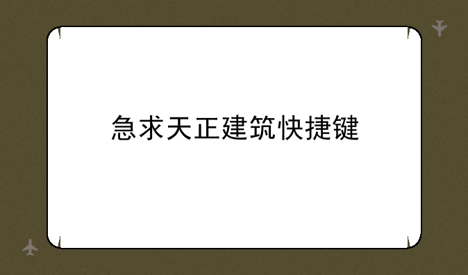 急求天正建筑快捷键