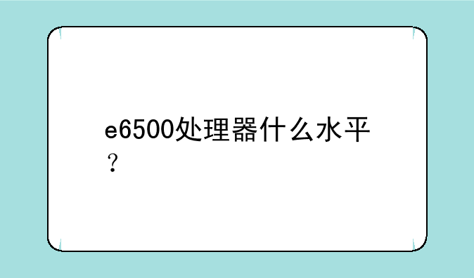 e6500处理器什么水平？