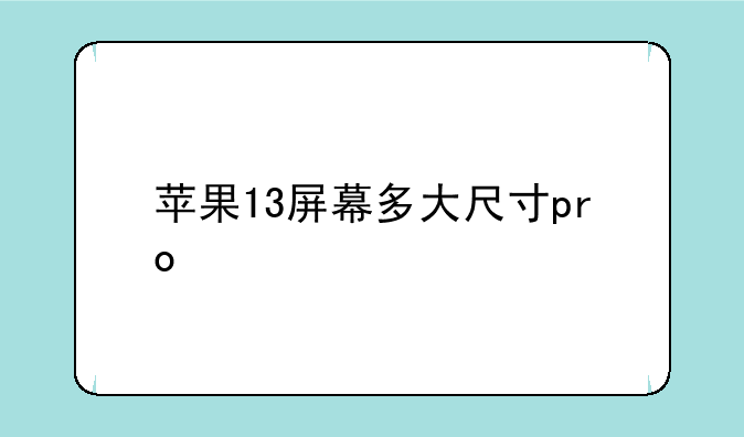 苹果13屏幕多大尺寸pro