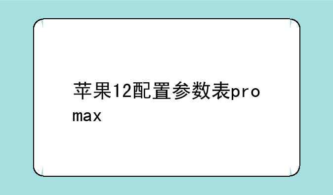 苹果12配置参数表promax