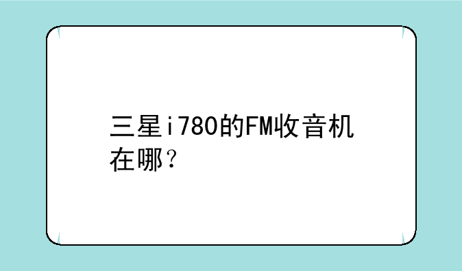 三星i780的FM收音机在哪？