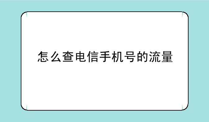 怎么查电信手机号的流量