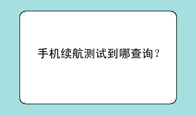 手机续航测试到哪查询？
