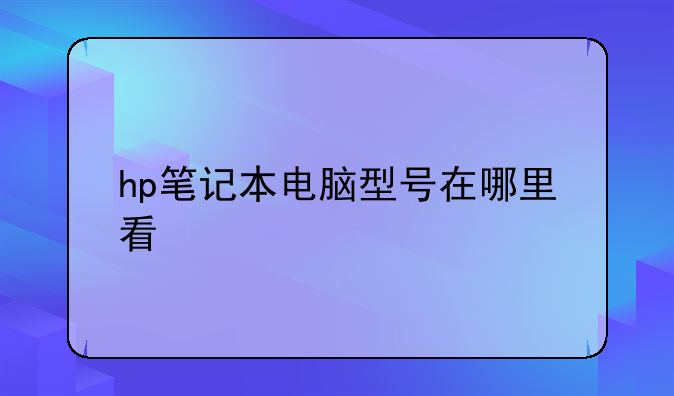 hp笔记本电脑型号在哪里看