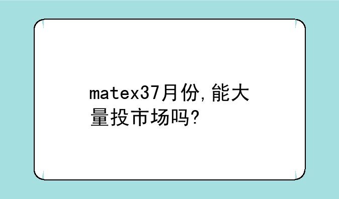 matex37月份,能大量投市场吗?