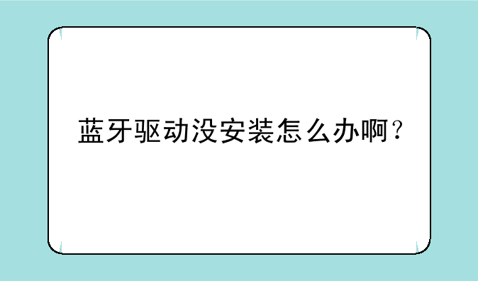 蓝牙驱动没安装怎么办啊？