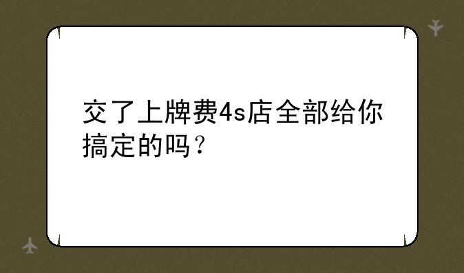 交了上牌费4s店全部给你搞定的吗？