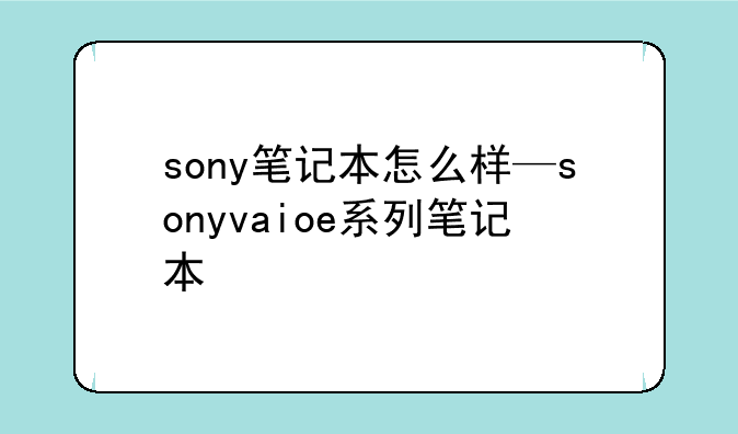 sony笔记本怎么样—sonyvaioe系列笔记本