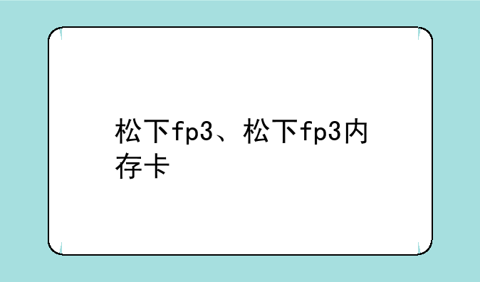松下fp3、松下fp3内存卡