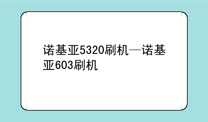 诺基亚5320刷机—诺基亚603刷机