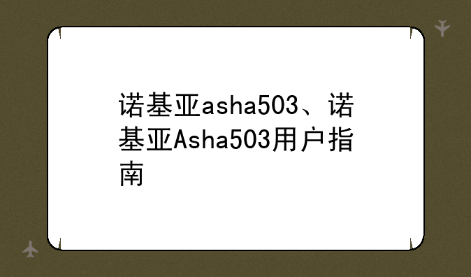 诺基亚asha503、诺基亚Asha503用户指南