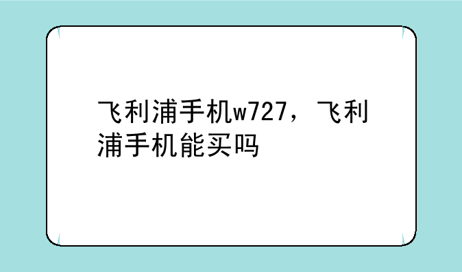 飞利浦手机w727，飞利浦手机能买吗