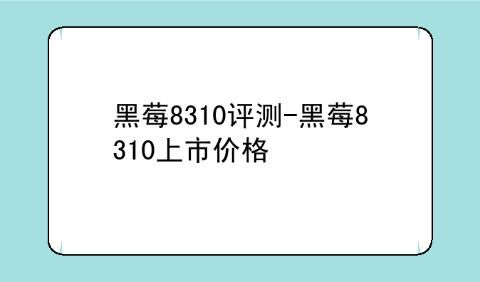 黑莓8310评测-黑莓8310上市价格